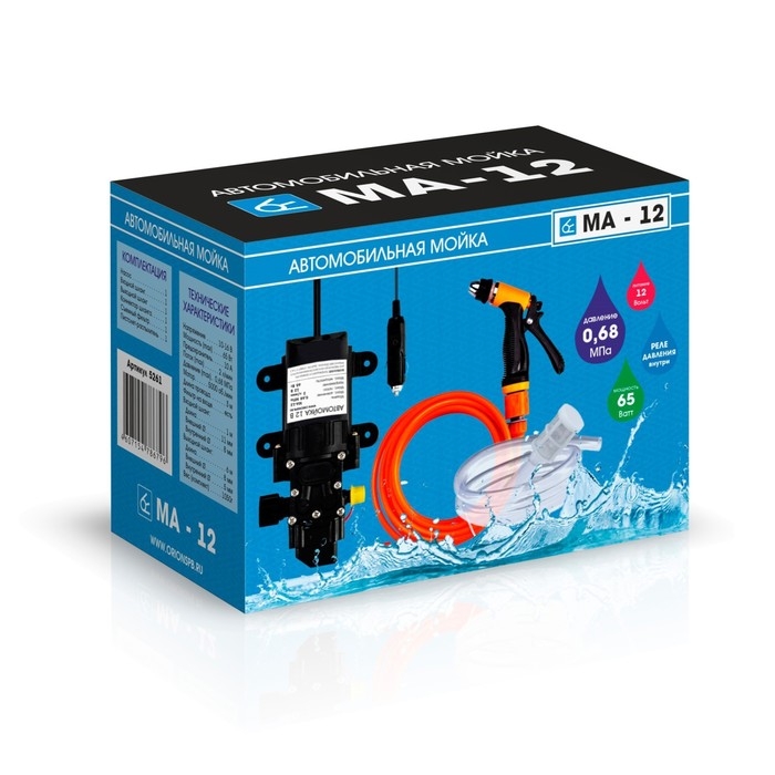 Автомойка портативная Вымпел МА-12, 12 В, 65 Вт, 0,68 МПа, от прикуривателя Автомойка портативная Вымпел МА-12, 12 В, 65 Вт, 0,68 МПа, от прикуривателя