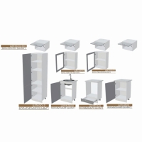 Кухонный гарнитур трехуровневый в потолок 2400 Техно-5, Сонома/Белый глянец/Белый