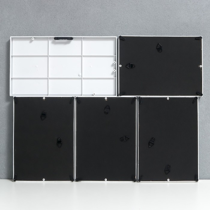 Фоторамка на 4 фото 10х15 см+зеркало Фоторамка на 4 фото 10х15 см+зеркало "Отражение" белая набор 5 шт 31х41 см