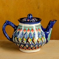 Набор чайный Риштан, 4 предмета в подар упак: чайник 0,7л, 2 пиалы 9,5см, тарелка 17см Набор чайный Риштан, 4 предмета в подар упак: чайник 0,7л, 2 пиалы 9,5см, тарелка 17см