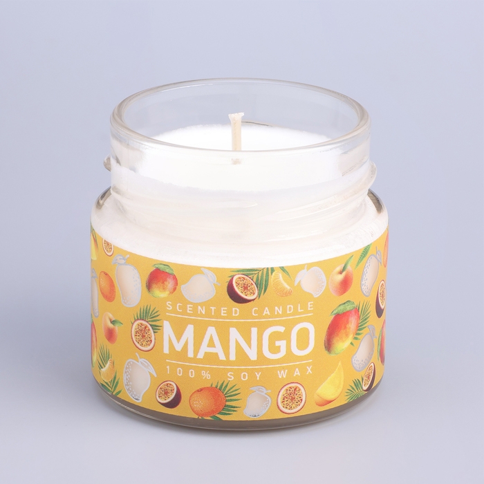 Свеча ароматическая в банке Свеча ароматическая в банке "Манго маракуйя", совый воск, 80 г
