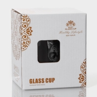 Кружка стеклянная с керамической крышкой и ложкой &laquo;Хипстер&raquo;, 450 мл, рисунок МИКС