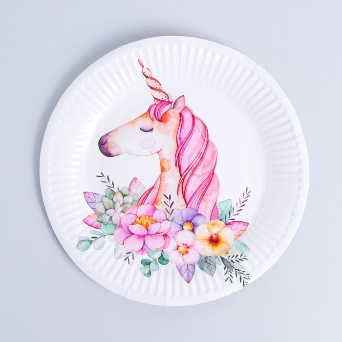 Тарелка бумажная &laquo;Прекрасный единорог&raquo;, набор 6 шт.