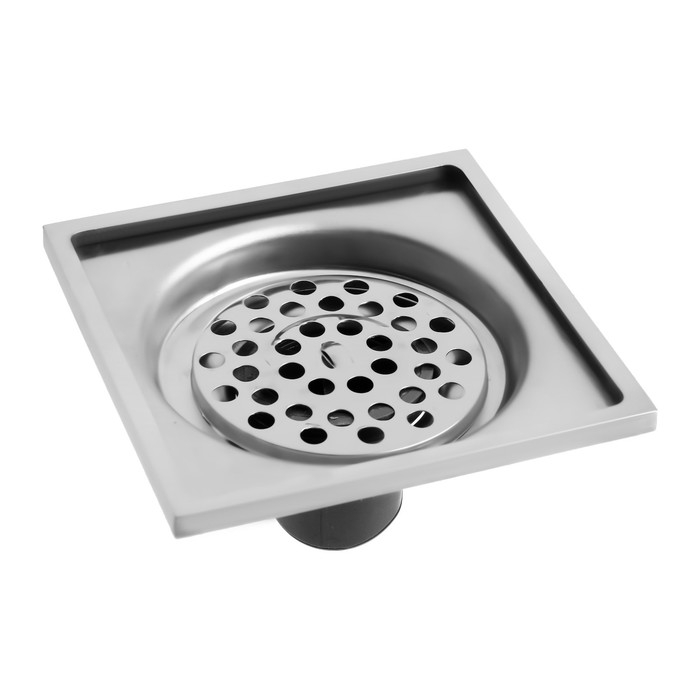 Трап ZEIN, 100х100 мм, вертикальный, d=32 мм, нержавеющая сталь, хром