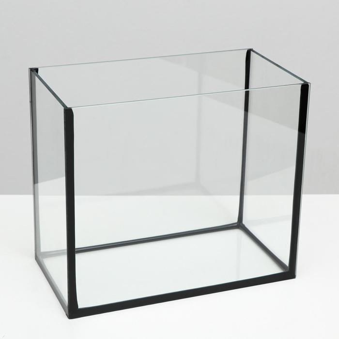 Аквариум Прямоугольный Аквариум Прямоугольный "Атолл" с крышкой, 13 литров, 30 х 16 х 26/31 см, чёрный