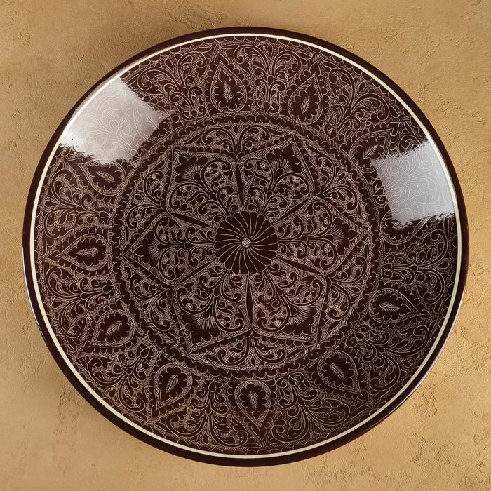 Ляган Риштанская Керамика Ляган Риштанская Керамика "Узоры", 42 см, коричневый
