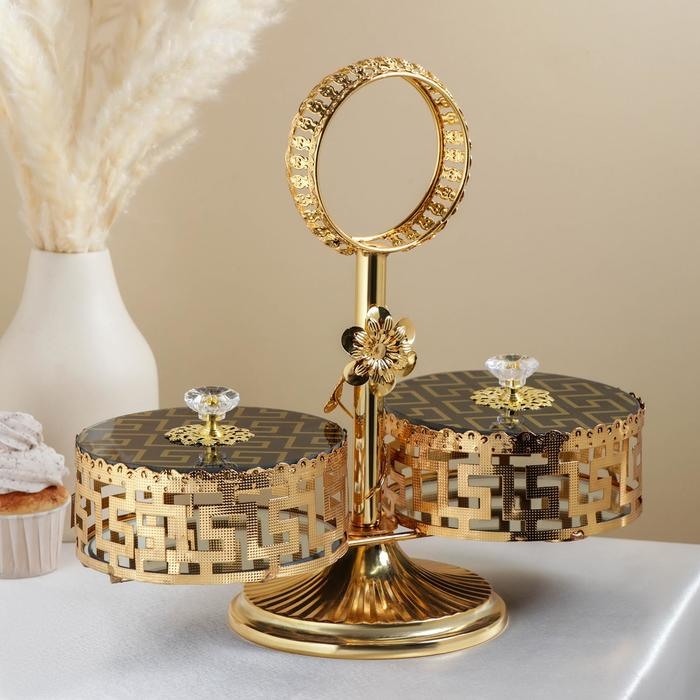 Подставка для десертов и фруктов «Севилья», 32×14×31 см, цвет металла золотой Подставка для десертов и фруктов «Севилья», 32×14×31 см, цвет металла золотой