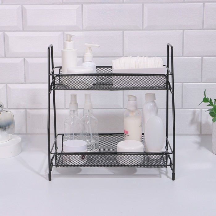 Органайзер для хранения косметических средств/принадлежностей, двухуровневый, 31 × 32 × 17 см, цвет чёрный Органайзер для хранения косметических средств/принадлежностей, двухуровневый, 31 × 32 × 17 см, цвет чёрный