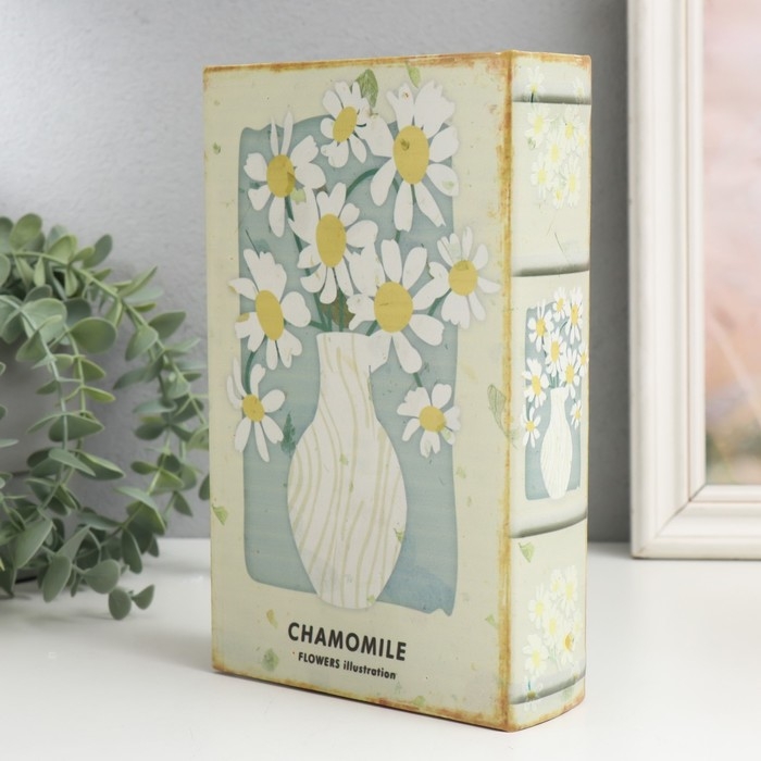 Сейф-книга дерево кожзам "Ромашки в вазе" 21х13х5 см