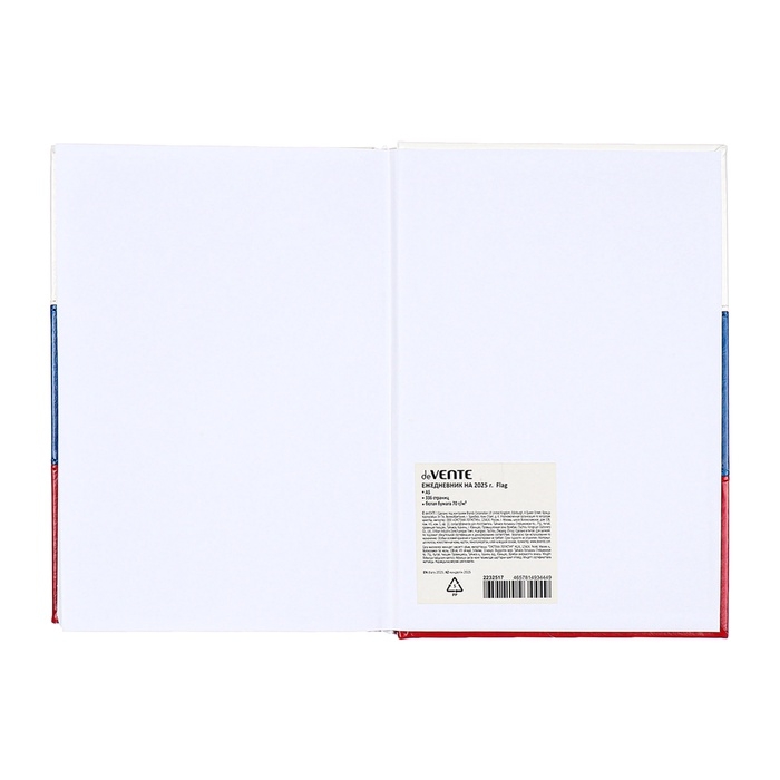 Ежедневник датированный 2025 года, deVENTE. Flag, A5 168 листов, твердая обложка кожзам с поролоном, тиснение фольгой, перфорация, ляссе, блок 70 г/м2