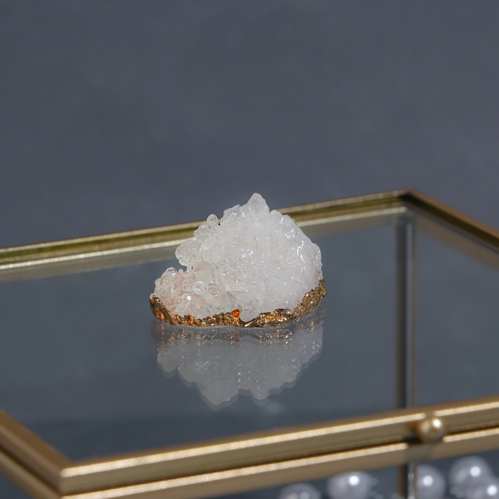 Органайзер для хранения &laquo;MOUNTAINS&raquo;, с крышкой, стеклянный, с зеркальным дном, 1 секция, 15 &times; 15 &times; 8,5 см, цвет прозрачный/медный