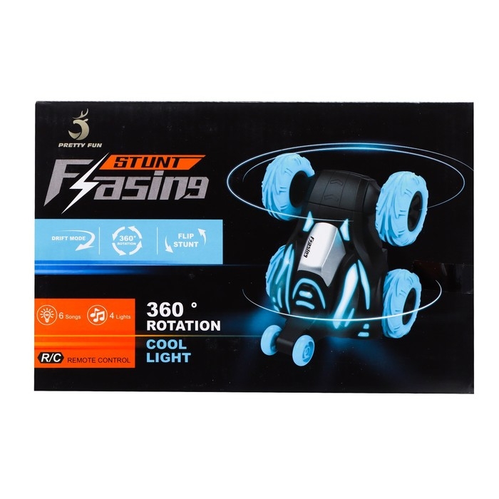 Машина-перевёртыш радиоуправляемая &laquo;Трюкач&raquo;, свет, работает от аккумулятора, цвет синий