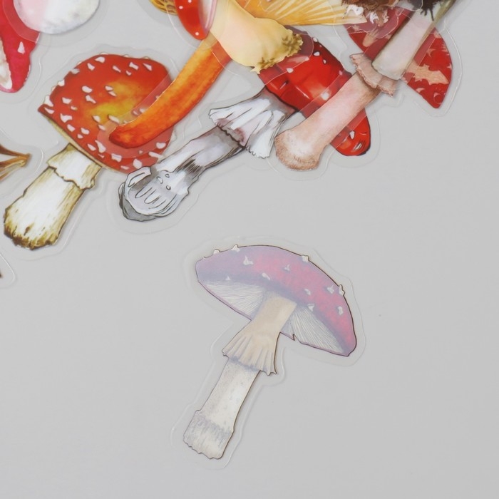 Наклейки для творчества пластик PVC "Грибные истории" набор 40 шт 9х10.5 см