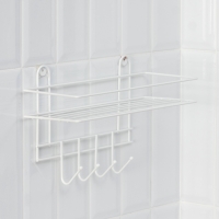 Полка для ванной прямая, 4 крючка, 33×12,5×4,5 см, цвет белый Полка для ванной прямая, 4 крючка, 33×12,5×4,5 см, цвет белый