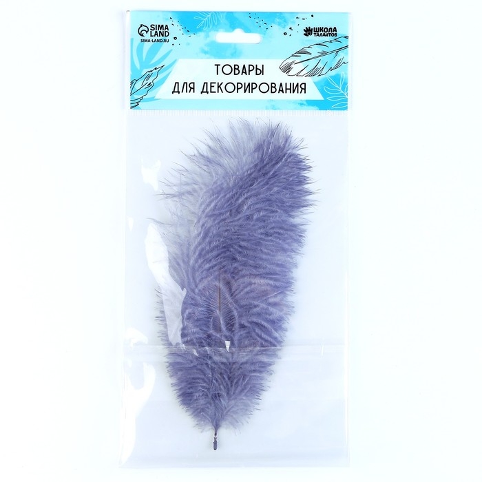 Перо для декора 1 шт., размер 24 см, цвет серый Перо для декора 1 шт., размер 24 см, цвет серый