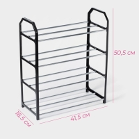 Обувница Доляна, 4 яруса, 41,5&times;18,5&times;50,5 см, цвет чёрный