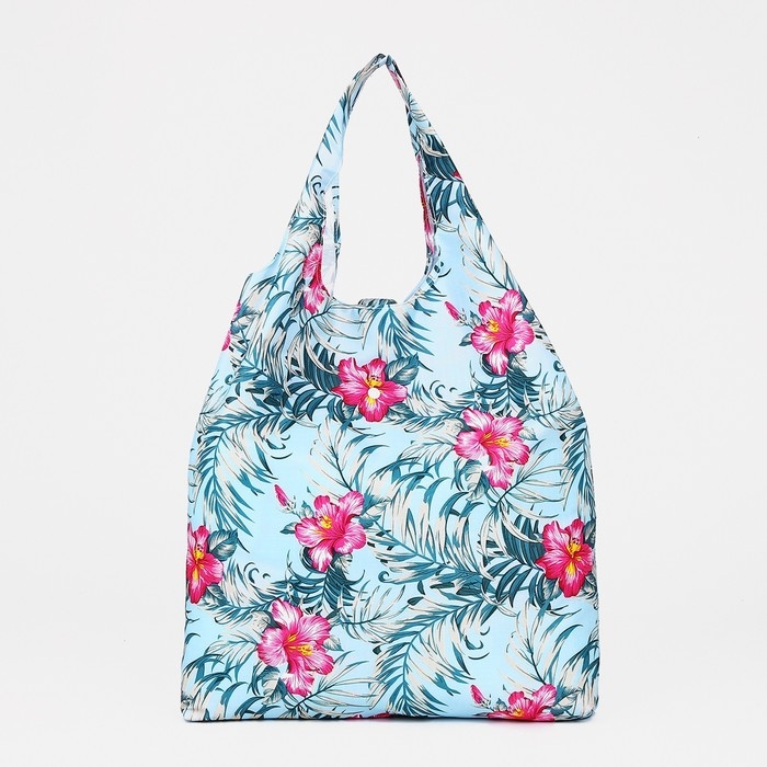 Сумка хозяйственная на кнопке, складная, цвет голубой