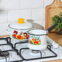 Набор посуды &laquo;Улыбка&raquo;, 4 предмета: кастрюля 1,5 л, ковш 1 л, кружка 250 мл, миска 800 мл, индукция