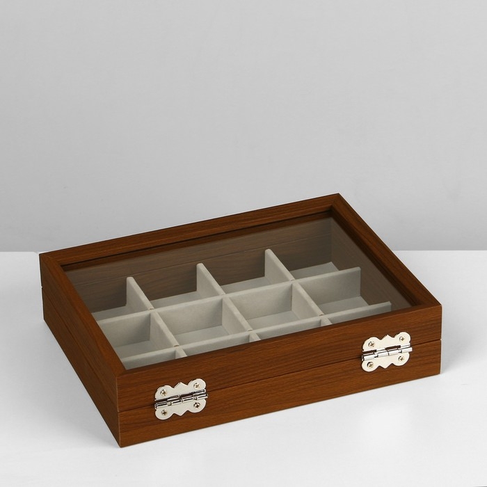 Подставка для украшений &laquo;Шкатулка&raquo; 12 ячеек, 16&times;21&times;5 см, цвет серый в дереве