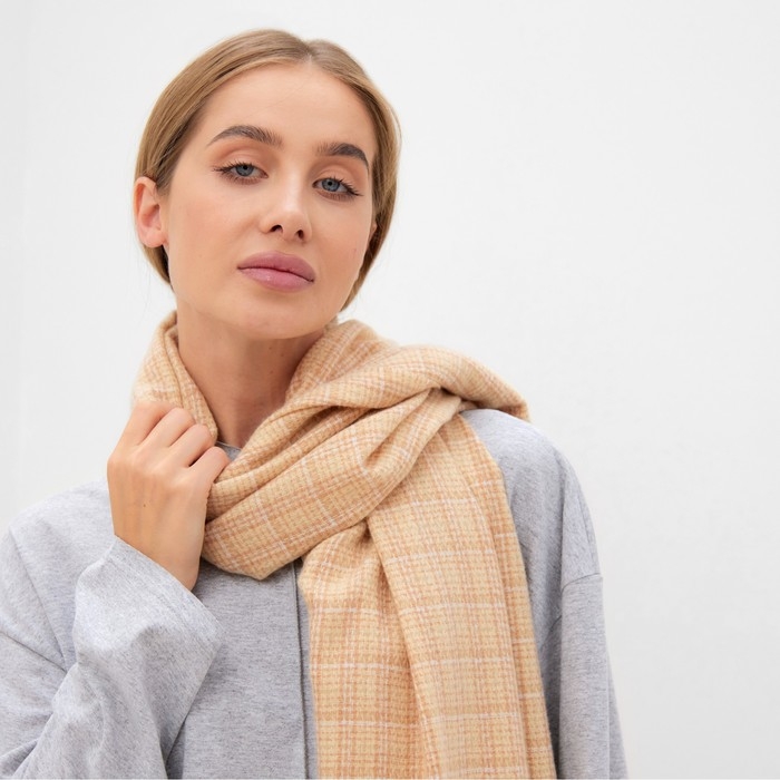 Шарф зимний с кистями MINAKU 65*180 + 8 см цвет бежевый Шарф зимний с кистями MINAKU 65*180 + 8 см цвет бежевый