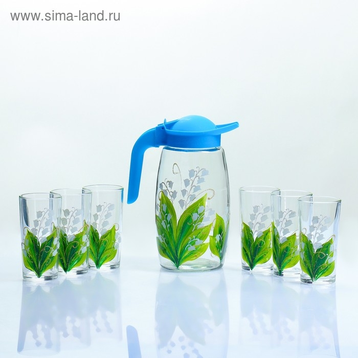 Набор для сока "Ландыш" художественная роспись, 6 стаканов 1250/200 мл, микс