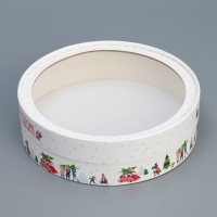 Коробка для макарун тубус с окном «С Новым годом», 20 х 20 х 5 см, Новый год Коробка для макарун тубус с окном «С Новым годом», 20 х 20 х 5 см, Новый год