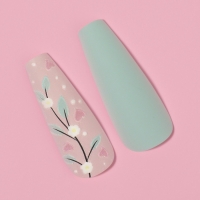 Накладные ногти «Свежесть», 12 шт, с клеевыми пластинами, форма балерина, цвет розовый/бирюзовый Накладные ногти «Свежесть», 12 шт, с клеевыми пластинами, форма балерина, цвет розовый/бирюзовый