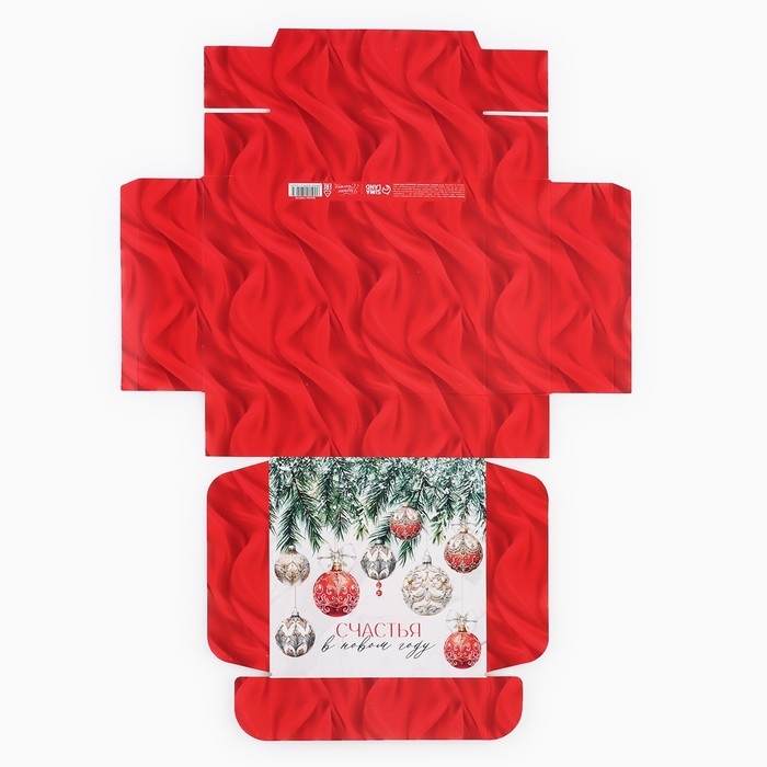 Коробка подарочная новогодняя складная &laquo;Роскошные шары&raquo;, 16.5 &times; 16,5 &times; 5 см