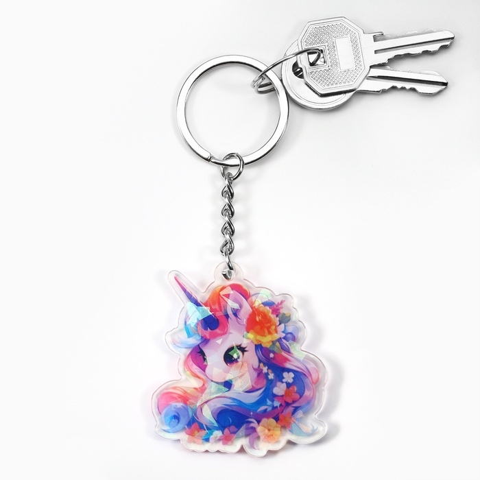 Брелок для ключей голографический «Единорог», 5 х 4.5 см Брелок для ключей голографический «Единорог», 5 х 4.5 см