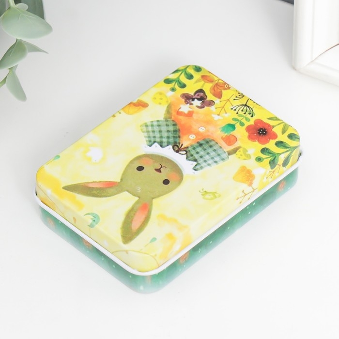 Шкатулка металл прямоугольная Шкатулка металл прямоугольная "Зайка" 2,7х9х6,5 см