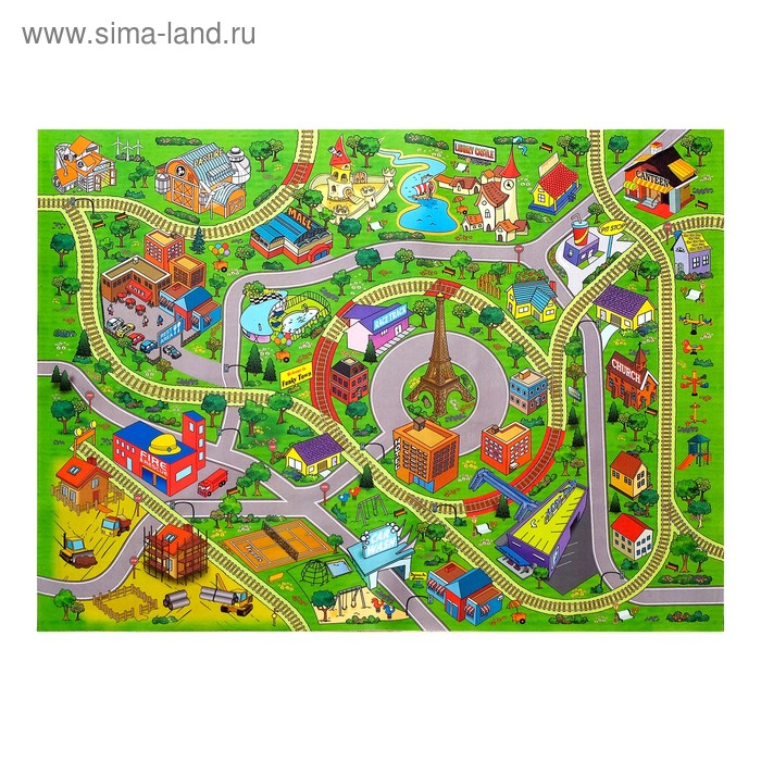 Парковка &laquo;Мега паркинг&raquo;, 6 металлических машин + коврик