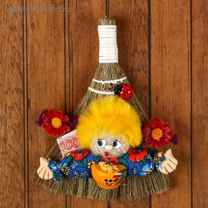 Оберег &laquo;Домовушка Тюха&raquo;, на венике, микс