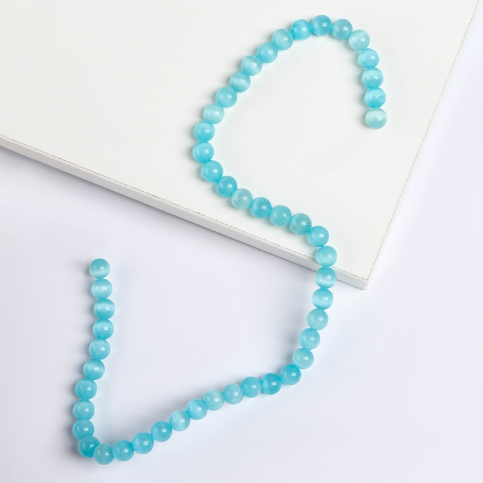 Бусины из натурального камня &laquo;Кошачий глаз&raquo; набор 50 шт., 1 шт. &mdash; 8 мм, бирюзовый