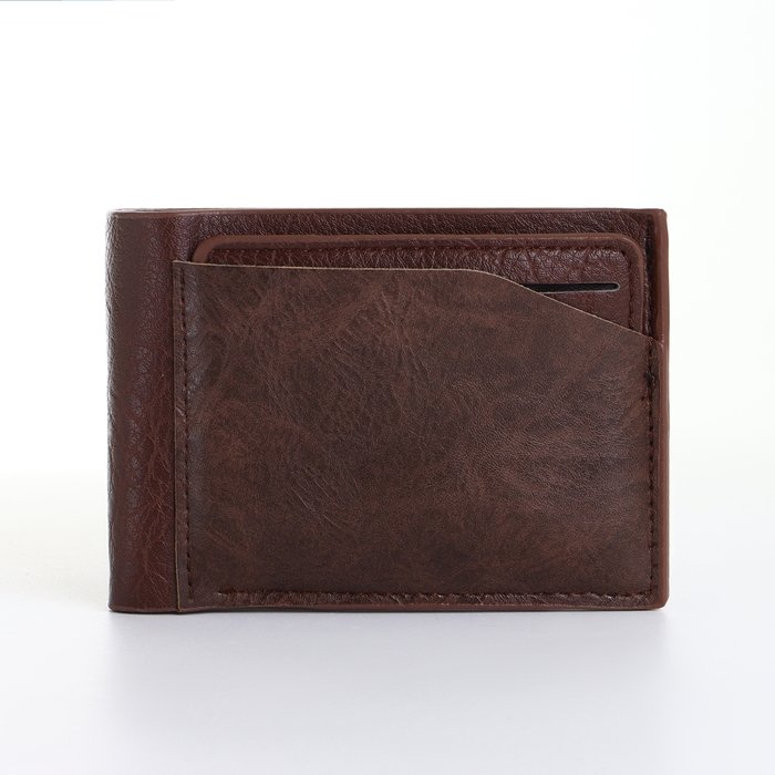 Портмоне мужское без застёжки, цвет коричневый