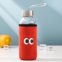 Бутылка для воды стеклянная в чехле &laquo;Глаза&raquo;, 300 мл, h=17,5 см, рисунок МИКС