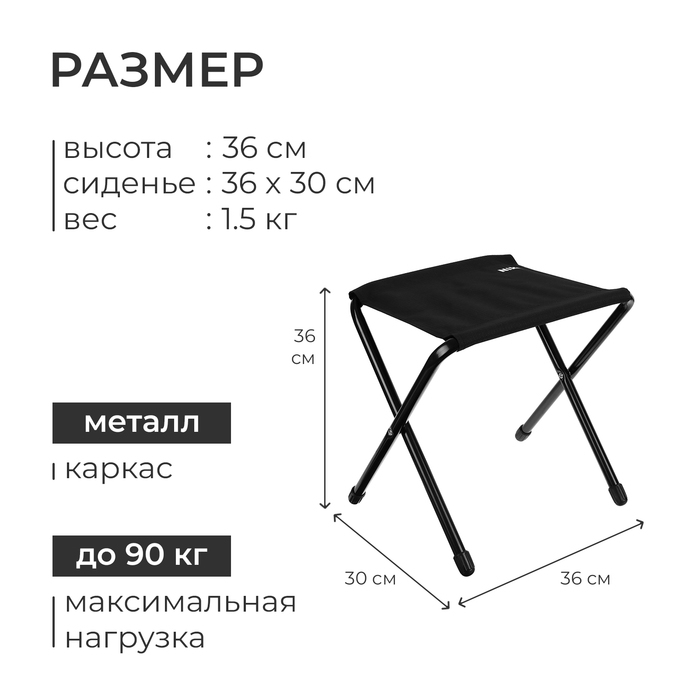 Стул складной Nika, 36 х 30 х 36 см, цвет чёрный