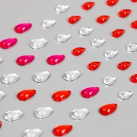 Наклейка пластик стразы "Капельки разных размеров" МИКС 9х16,5 см