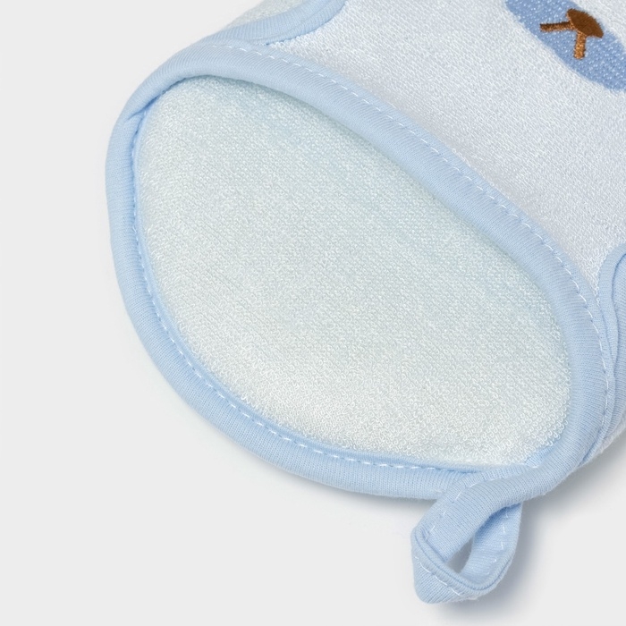 Мочалка варежка детская Доляна «Мишка», для купания, 16 см, голубая Мочалка варежка детская Доляна «Мишка», для купания, 16 см, голубая