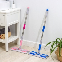 Швабра для мытья пола плоская Доляна, насадка из микрофибры 40&times;12 см, телескопическая стальная ручка 74-109 см, цвет МИКС