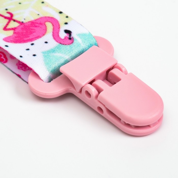 Держатель для соски - пустышки «Фламинго», на ленте Держатель для соски - пустышки «Фламинго», на ленте