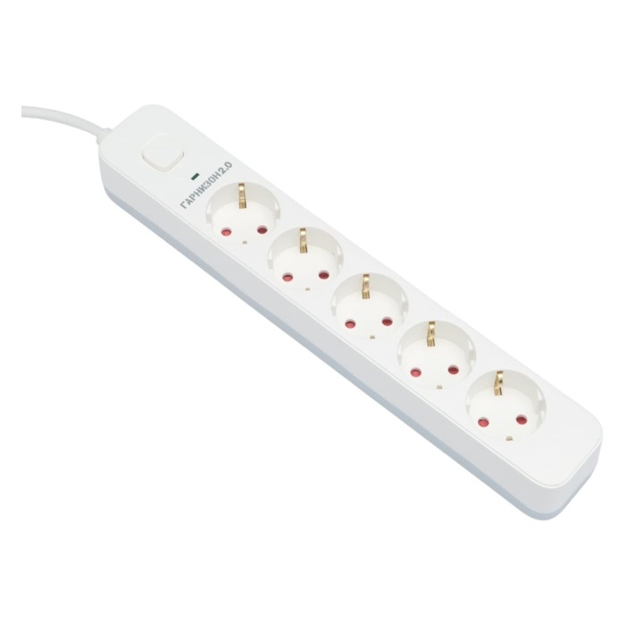 Сетевой фильтр Гарнизон 2.0 EPS-5-W-2, 5 р, 10А, 2м, ур.защиты 2+, белый