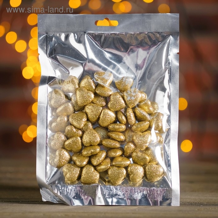 Фигурка для поделок и декора &laquo;Сердце&raquo;, набор 50 шт., размер 1 шт. 1,5&times;1,5&times;0,5 см, цвет золото