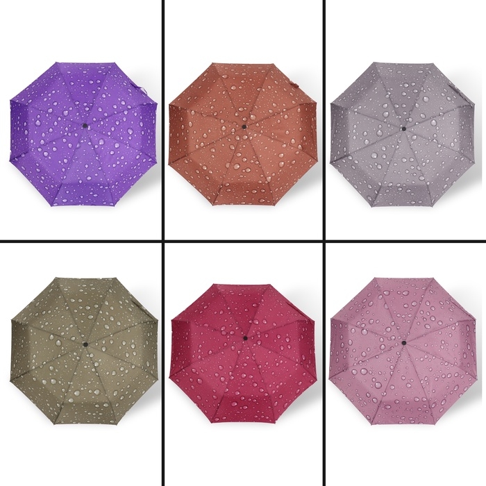 Зонт автоматический &laquo;Капли&raquo;, 3 сложения, 8 спиц, R = 47/55 см, D = 110 см, рисунок МИКС