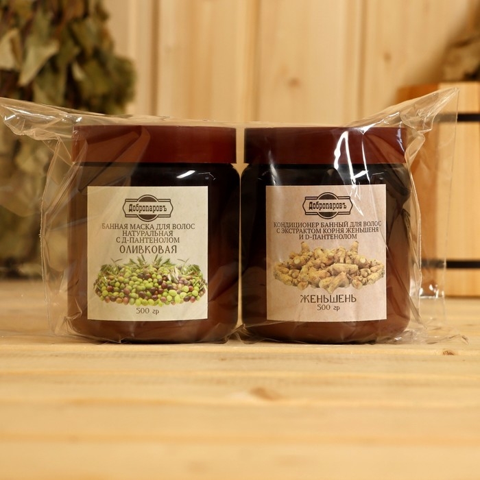 Набор маска и кондиционер-мусс Набор маска и кондиционер-мусс "Оливковая и Женьшеневая" по 500 мл