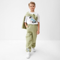 Брюки детские MINAKU: CRUSH, цвет оливковый, рост 158 см