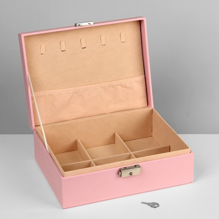 Подставка для украшений &laquo;Шкатулка&raquo; съёмная подставка,17&times;23&times;8,5 см, цвет розовый