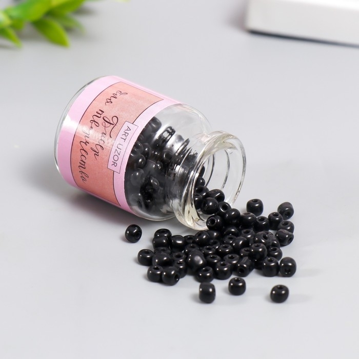 Бисер круглый 6/0 в бутылочке "Чёрная ночь" 20 гр