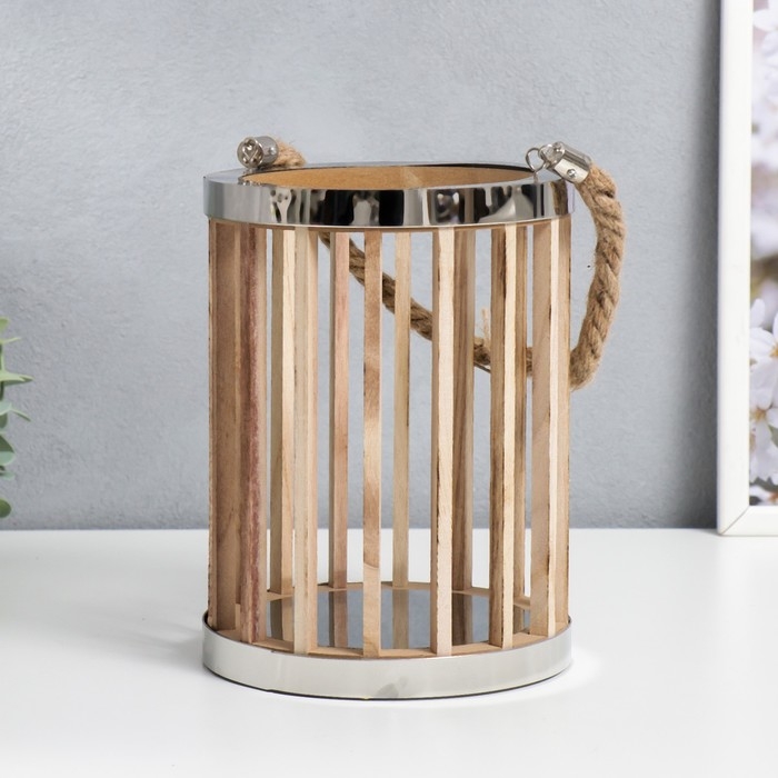 Подсвечник дерево Подсвечник дерево "Цилиндр - рейка" набор 2 шт 15х15х21, 11,5х11,5х16 см