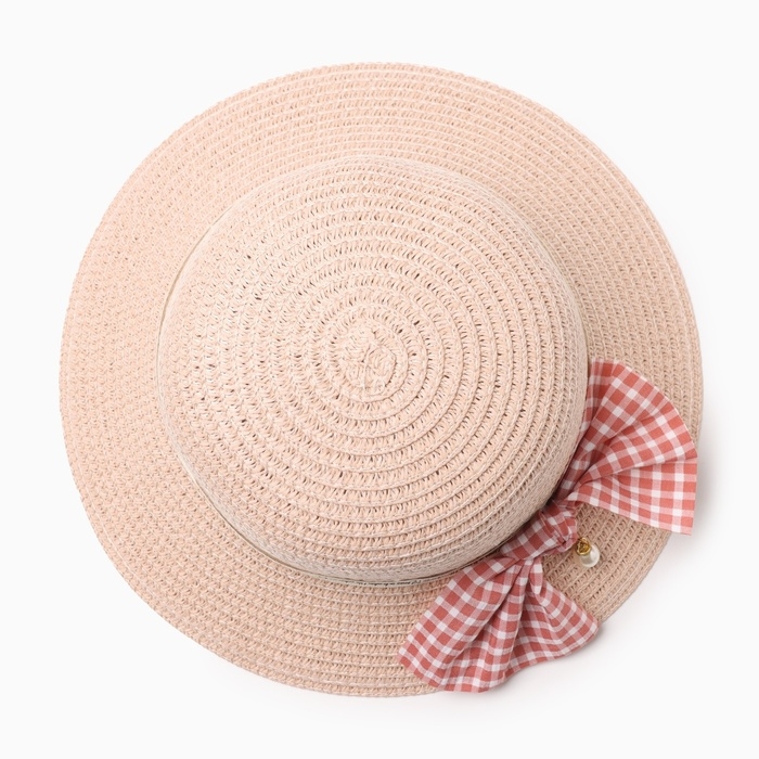 Шляпа для девочки MINAKU с бантом, цвет розовый, р-р 52 Шляпа для девочки MINAKU с бантом, цвет розовый, р-р 52