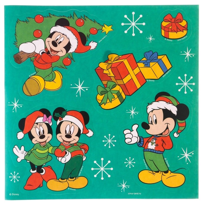 Новый год. Подарочный набор канцелярии "С новым годом", блокнот А6, ручка, наклейки, Микки Маус
